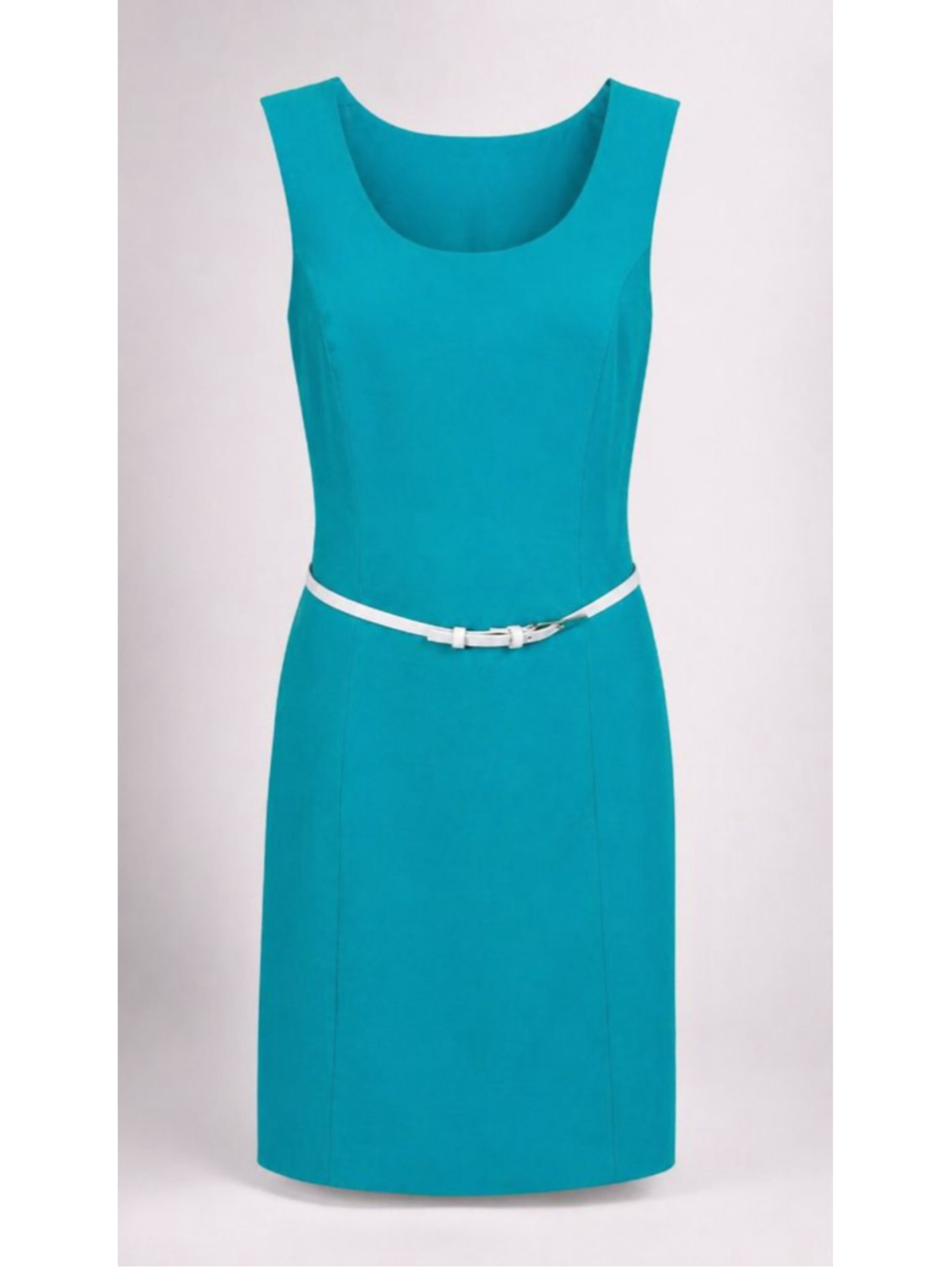 JM Studio John Meyer Teal Sheath Dress Sleeveless Belted Size 16 NWT